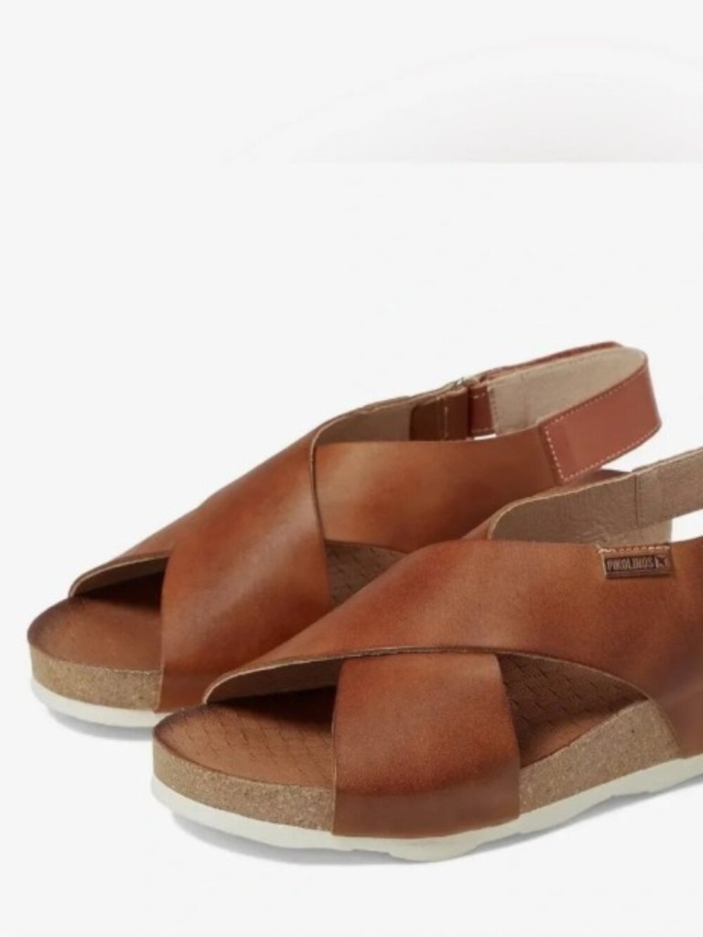 PIKOLINOS Chestnut Brown Leather Crisscross Slingback Sandals